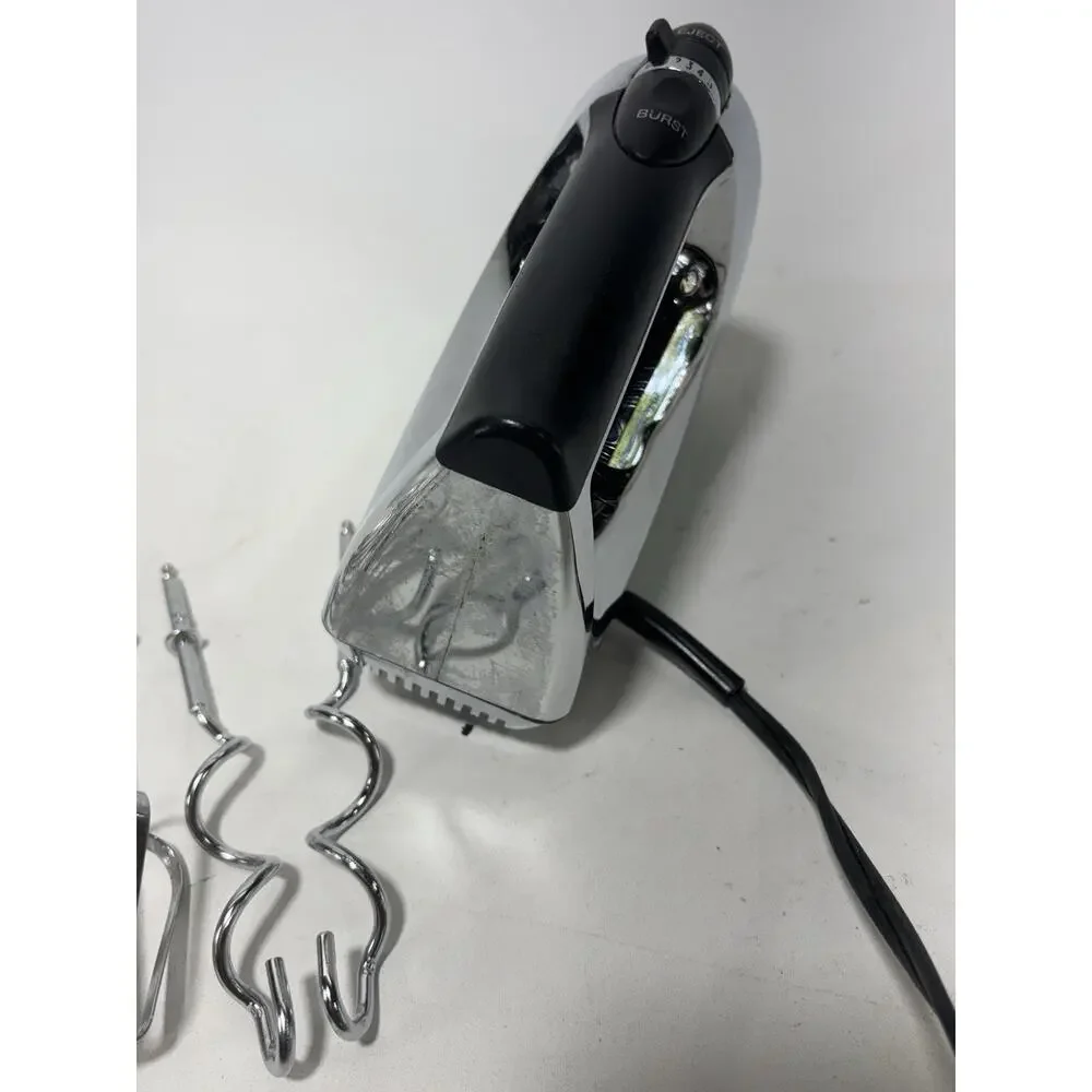 Chefmate Hand Mixer HM3000 200W Chrome w/ Attachments Beaters Dough Hooks